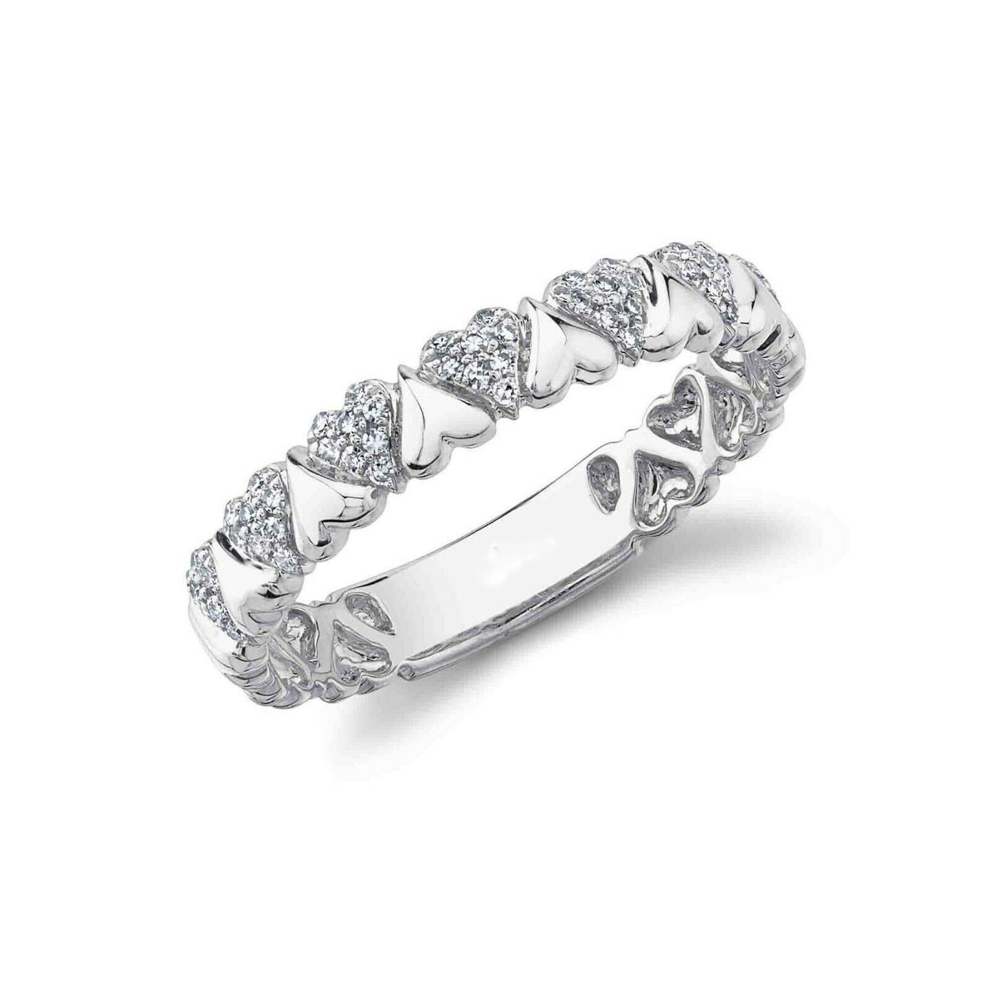 14K Gold 0.12 CT Heart Shape Diamond Ring Stackable Round Cut Natural