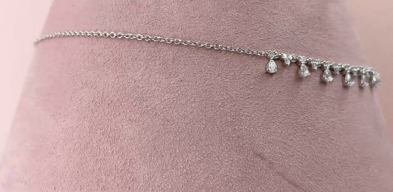 14K Gold 2.12CT Pear Cut Diamond Shaker Necklace Certified Natural Dangle