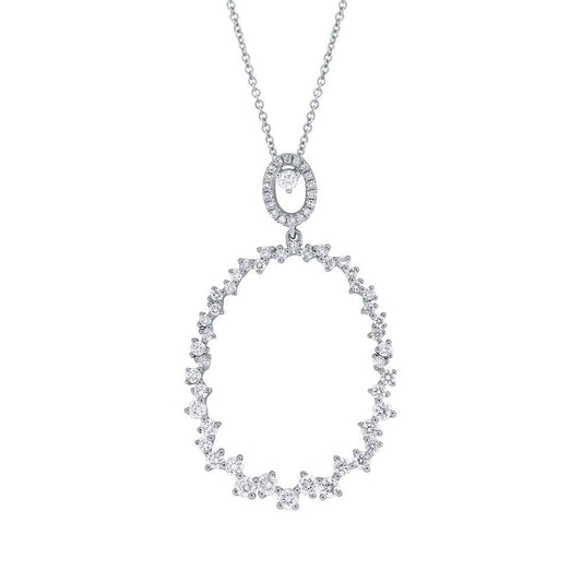14K Gold 0.91CT Round Diamond Oval Pendant Necklace Jewelry Natural