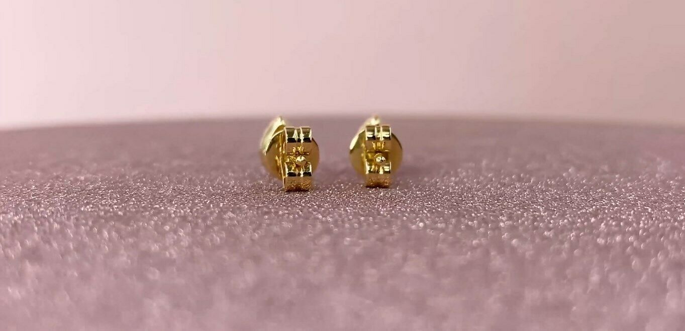 14K Gold  0.18 CT Pear Cut Diamond Tear Drop Stud Earrings Halo Natural Push Back