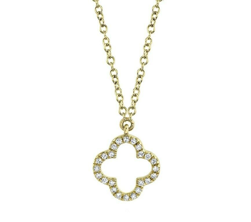 14K Gold 0.19 CT Diamond Clover Charm Bracelet Round Cut Natural Womens