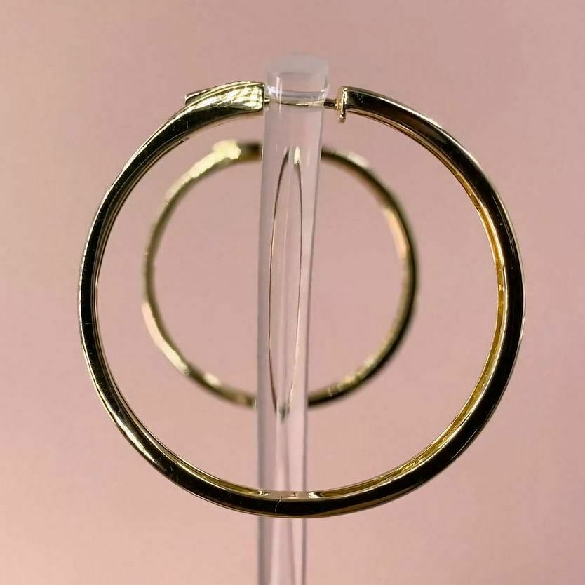 14K Gold 0.18 CT Bezel Set Diamond Hoop Earrings Round Cut