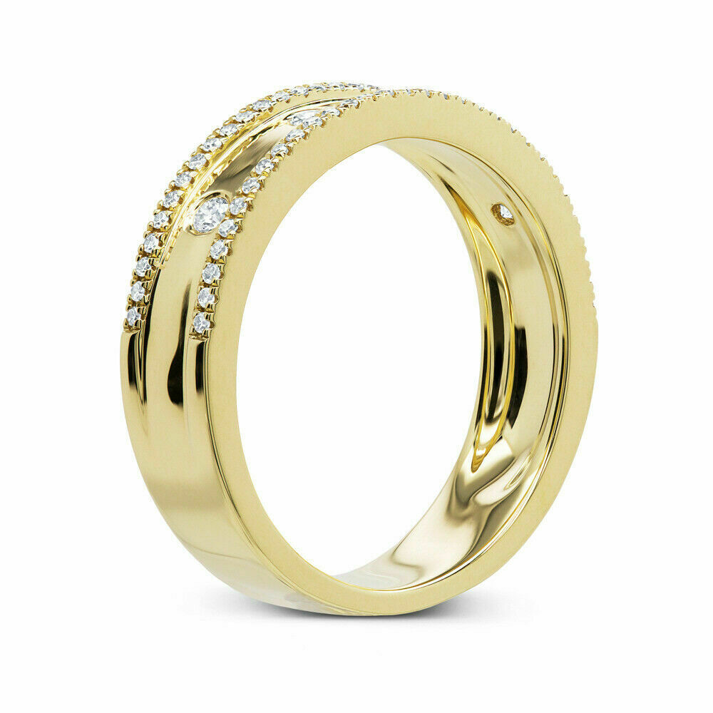 14K Gold 0.23 CT Bezel Diamond Wedding Ring Band Women's Round Cut Natural