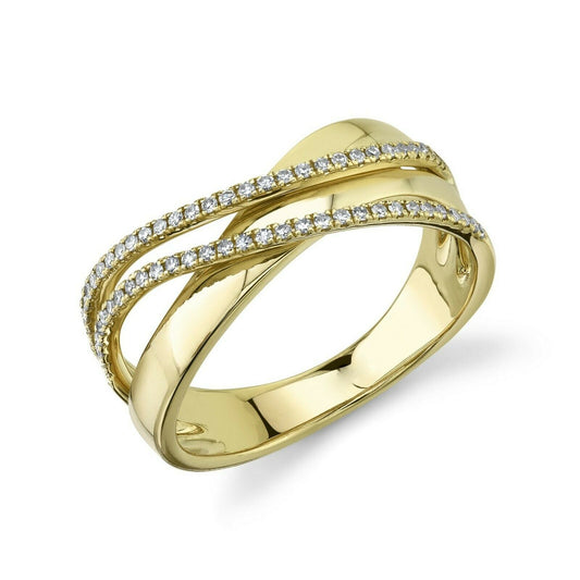 14K Gold 0.19 CT Diamond Crossover Ring  Crisscross X Ring Multi Band Overlay