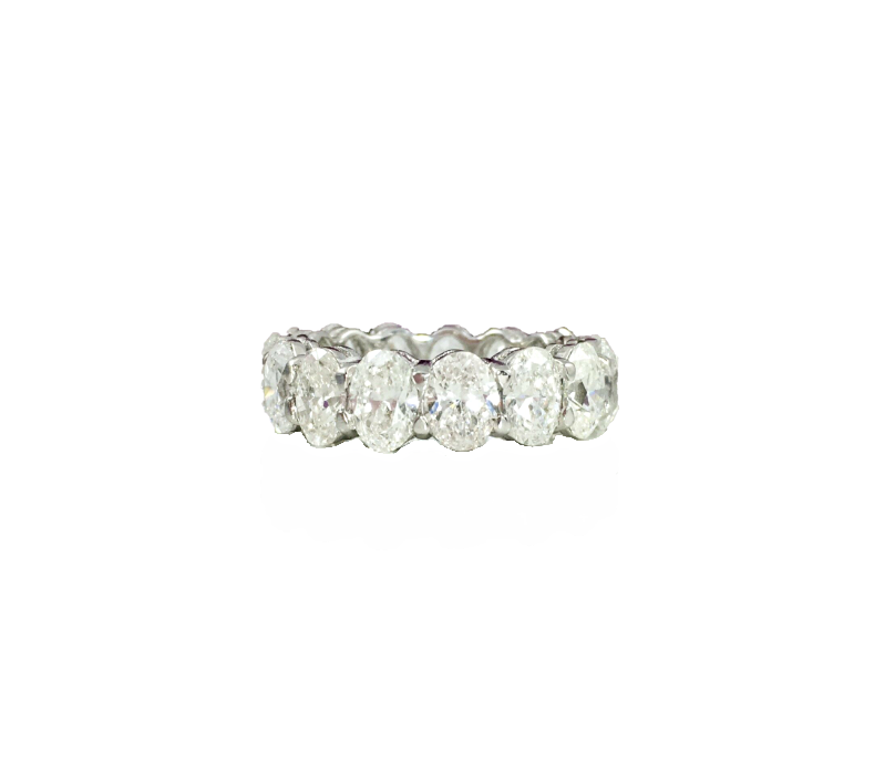 18K White Gold 7.30 CT Oval Diamond Eternity Ring Band Engagement Anniversary