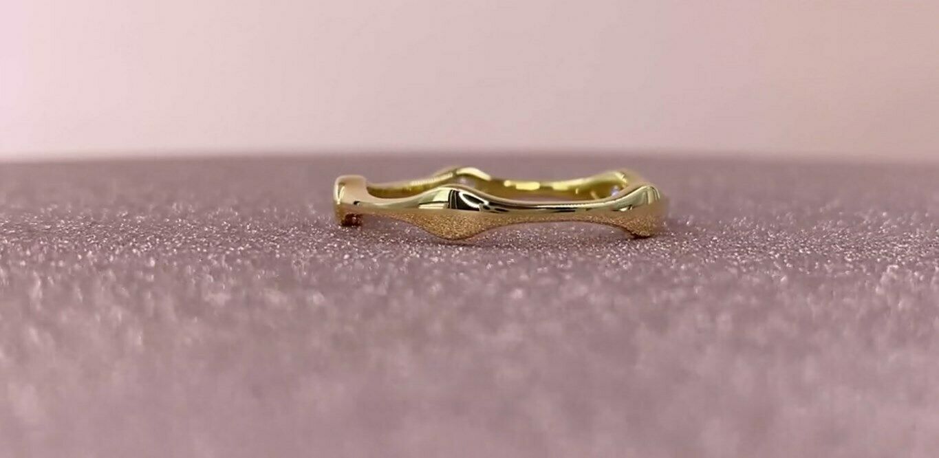 14K Gold 0.13 CT Bezel Set Marquise Diamond Band Wedding Ring Anniversary Stack