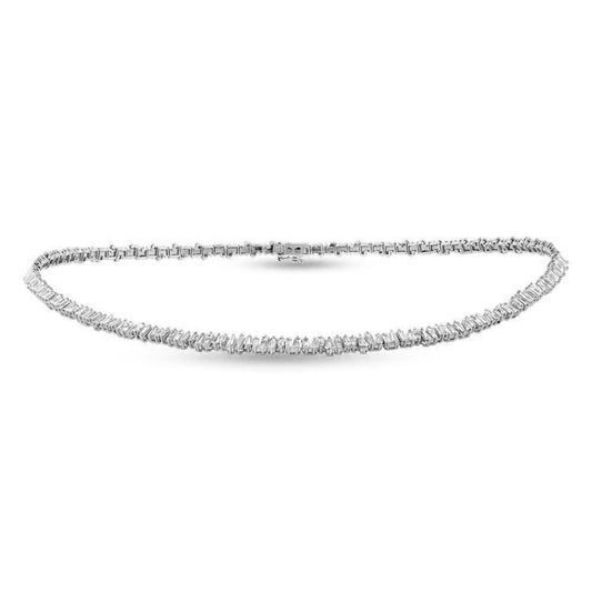 14K Gold 3.95 CT Baguette Cut Diamond Choker Necklace Certified Natural