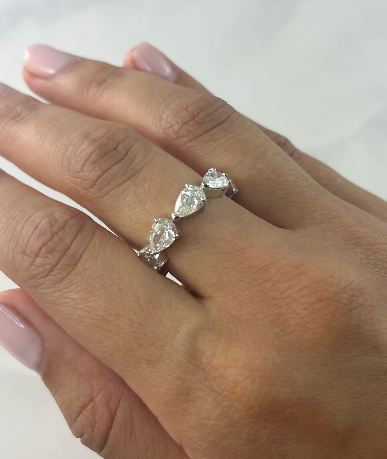 Pear Diamond Eternity Ring 18K White Gold