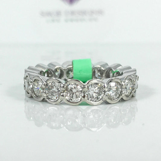 18K Gold 3.64 CT Bezel Diamond Eternity Ring  Round Cut Band Engagement Wedding