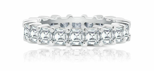 18K Gold 3.95 CT Ascher Cut Diamond Eternity Ring Engagement Anniversary Band VS1