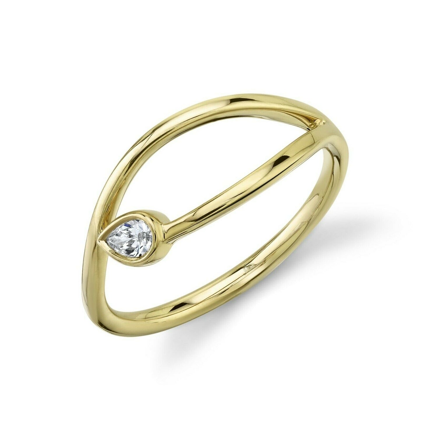 14K Gold 0.08 CT Pear Diamond Ring Minimalist Dainty Fashion Statement Cocktail