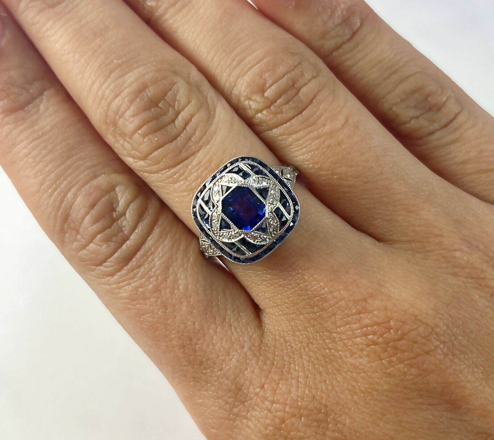 Art deco blue sapphire ring on sale