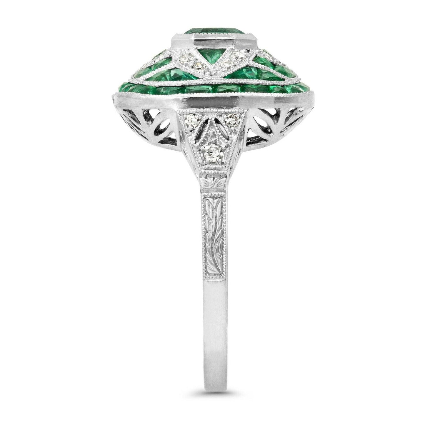 Art Deco Emerald And Diamond Platinum Ring