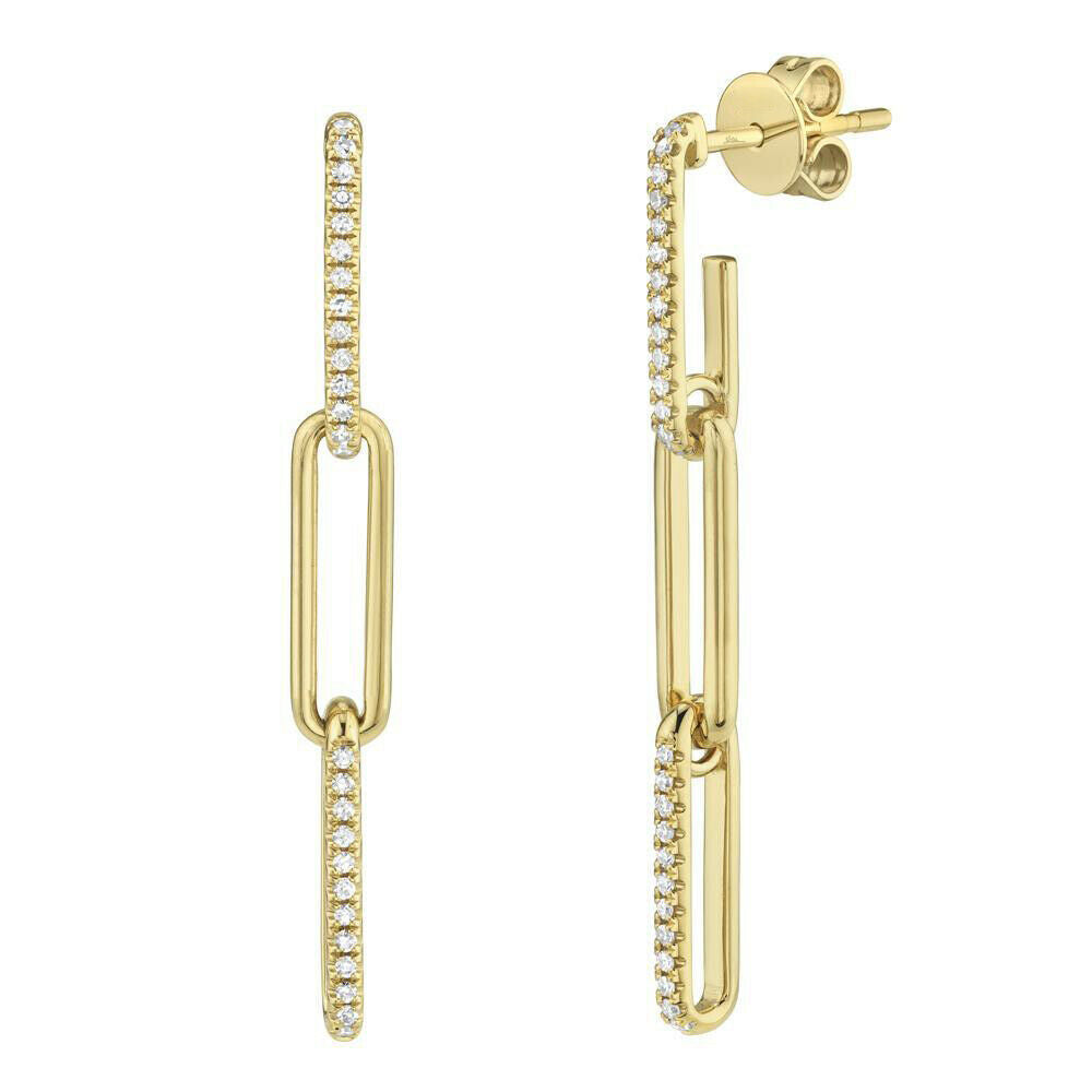 14K Gold 0.40 CT Diamond Paperclip Bolo Bracelet Certified Natural Round