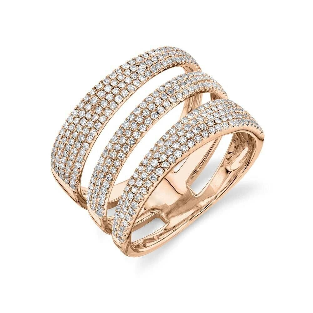 14K Gold 0.72 CT Diamond Open Wrap Swirl Ring Ring Cocktail Wide Pave Set Natural