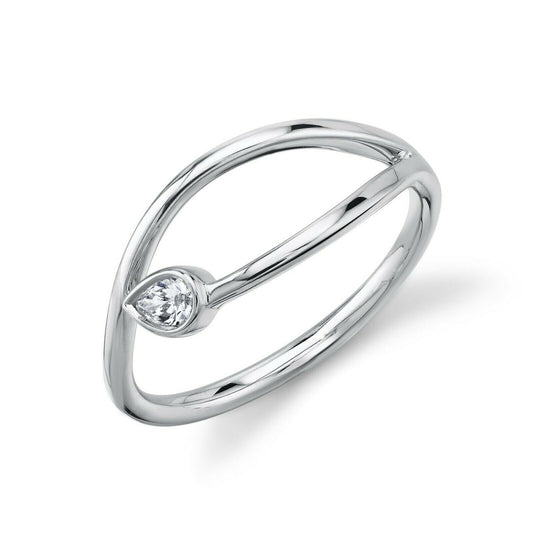 14K Gold 0.08 CT Pear Diamond Ring Statement Cocktail Right Hand Womens Unique