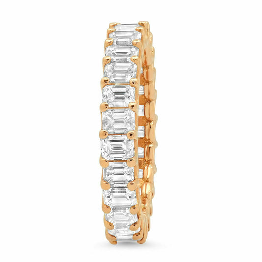 18K Gold 3.70 CT Emerald Diamond Eternity Ring Engagement Anniversary Band