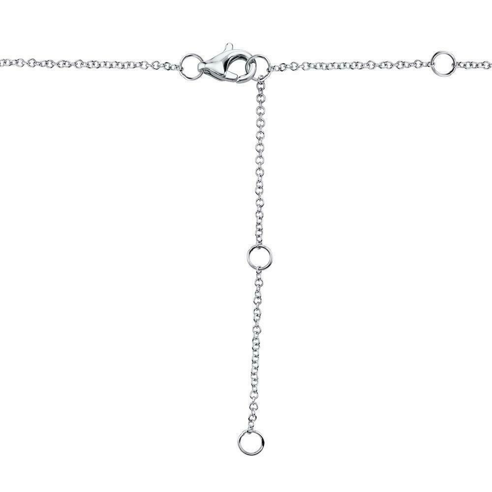 14K White Gold 0.20 CT Diamond Crescent Moon Pendant Necklace Pave Set Round Natural