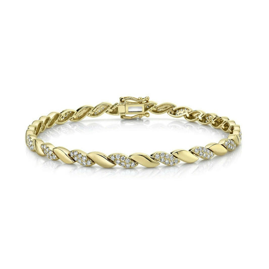 14K Gold 1.10CT Diamond Wave S Bracelet Statement Round Natural