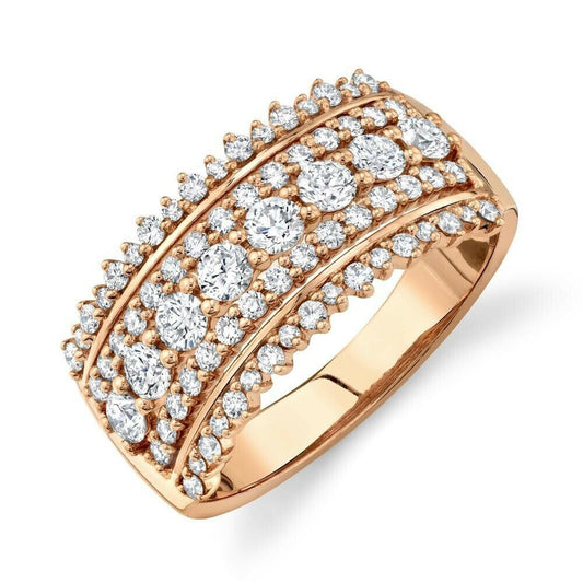 14K Gold 1.00 CT Diamond Band Wide Cocktail Ring Natural Round Anniversary
