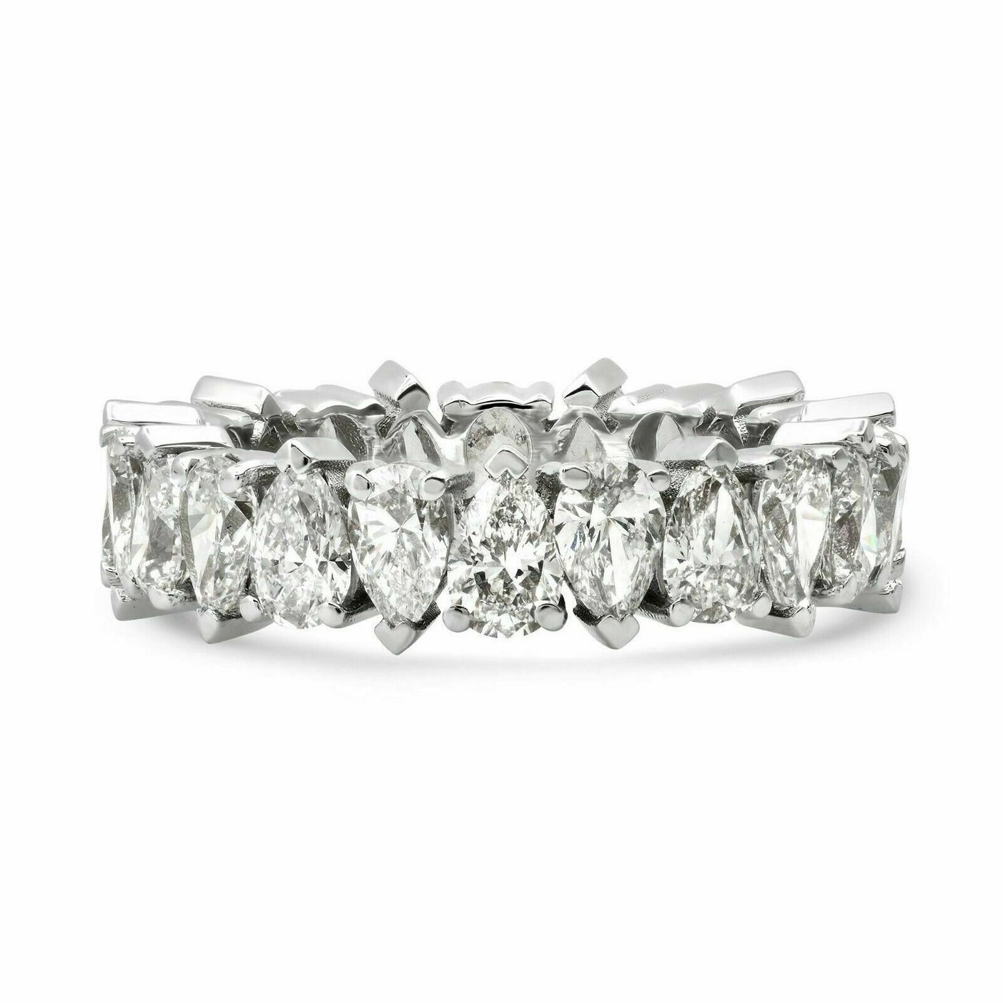 18K White Gold 4.24CT Pear Cut Diamond Eternity Ring Certified Natural Wedding