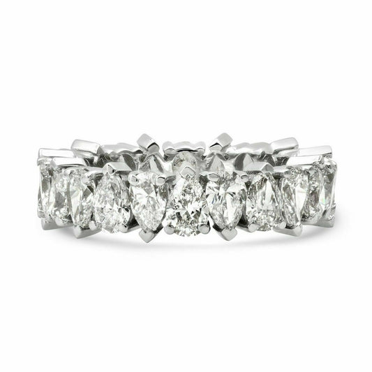 18K White Gold 4.24CT Pear Cut Diamond Eternity Ring Certified Natural Wedding