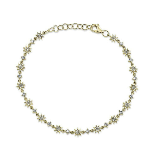 14K Gold 0.50CT Diamond Star Bracelet Starburst Round Cut Natural Womens