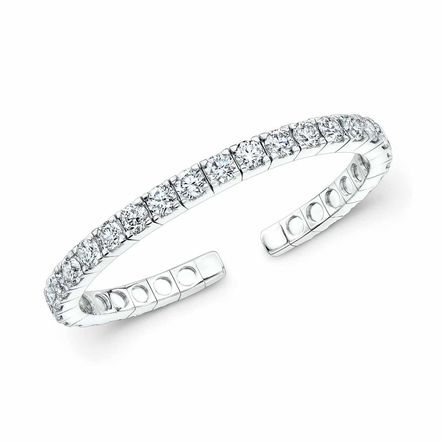 18K White Gold 16.52 CT Diamond Cuff Bangle Bracelet Flexible Valentines Day