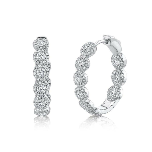 14k Gold 2.33CT Oval Hoop Diamond Earrings Natural Round