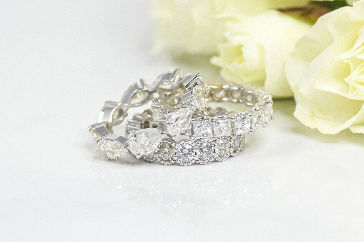Pear Diamond Eternity Ring 18K White Gold