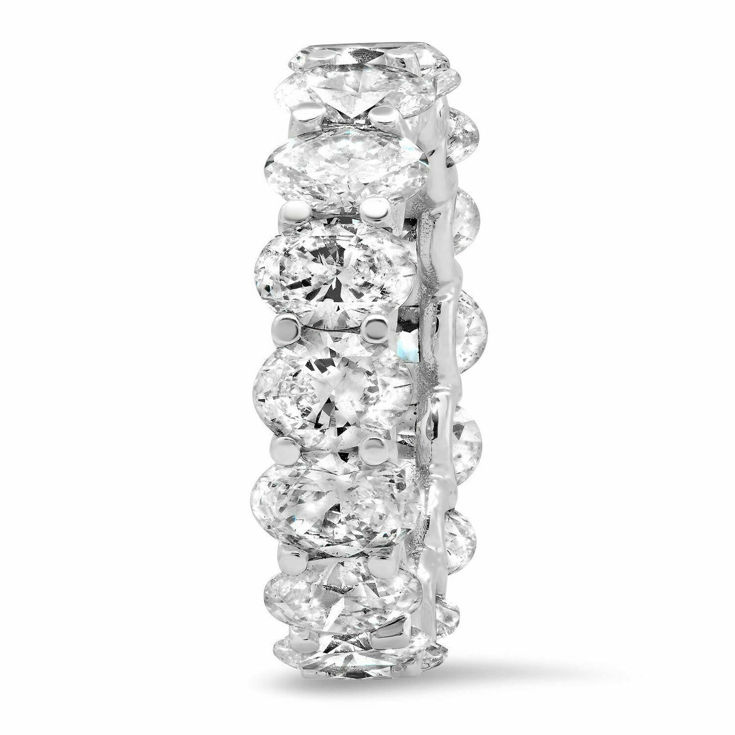 18K Gold 6.62TCW Oval Cut Diamond Eternity Ring Certified Natural F VS2