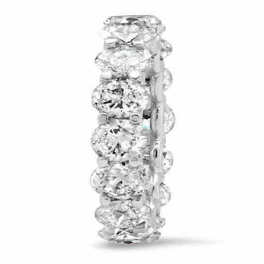18K Gold 6.62TCW Oval Cut Diamond Eternity Ring Certified Natural F VS2