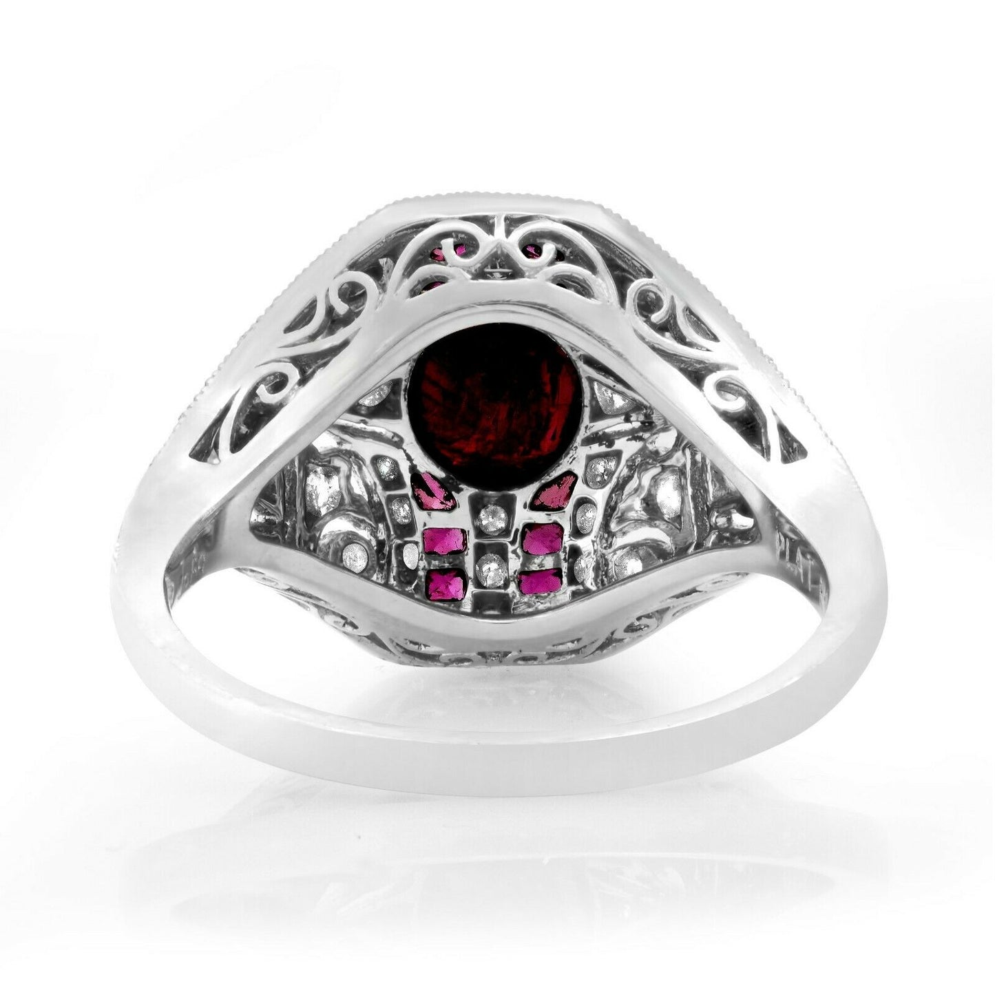 GIA Art Deco Ruby Diamond Platinum Ring