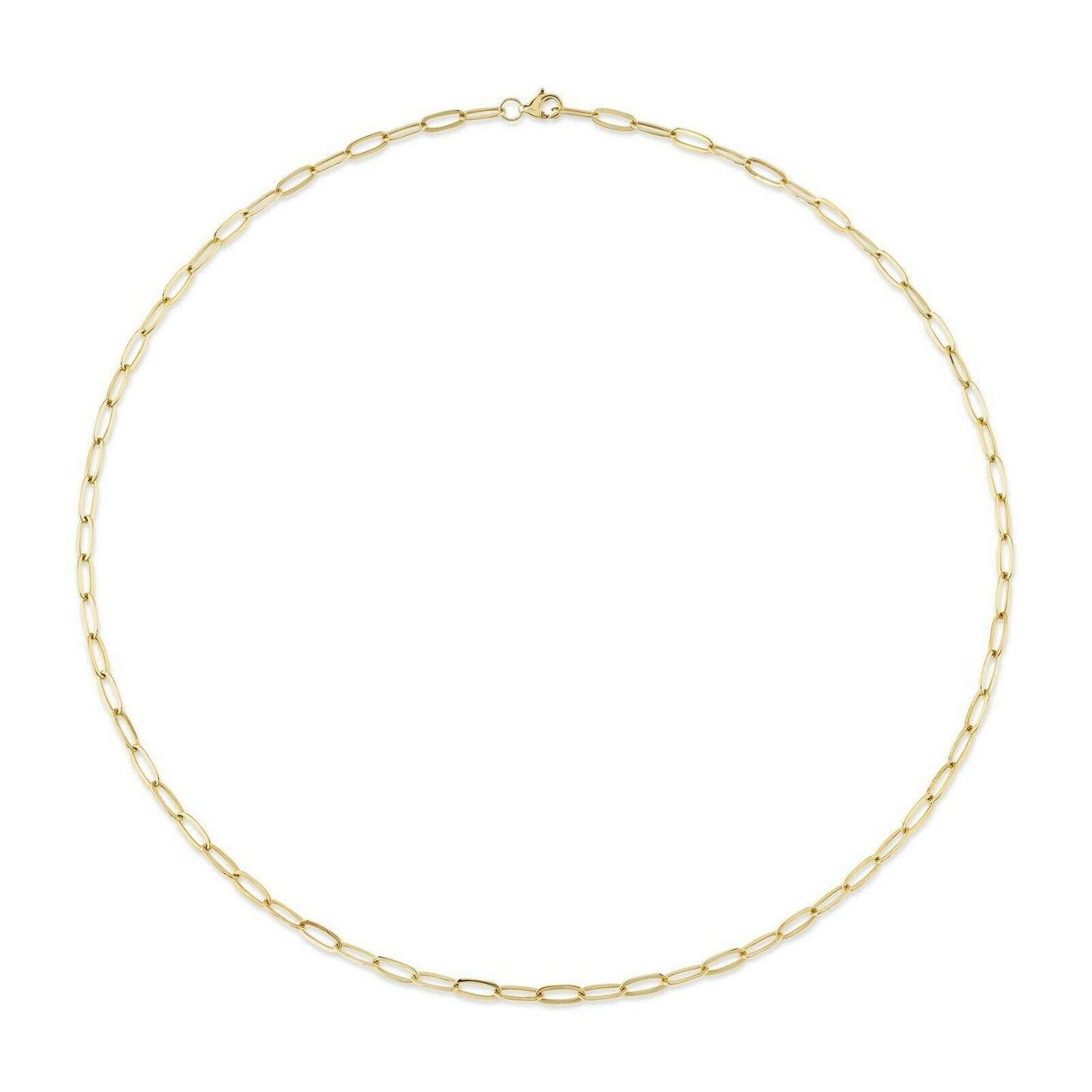 14K Gold Paper Clip Link Chain Necklace Womens Adjustable Lobster
