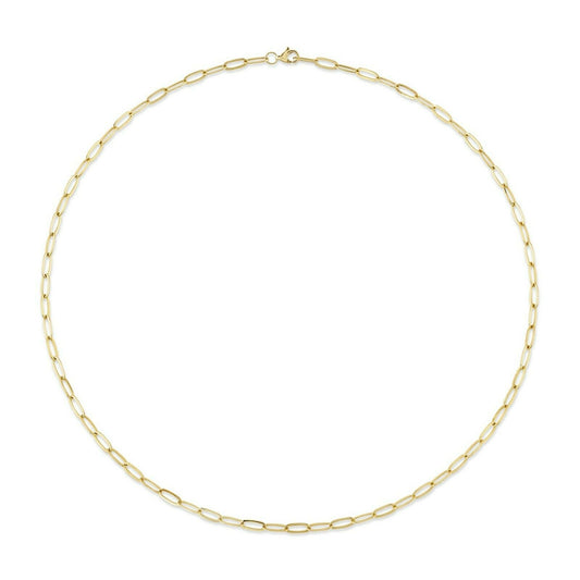 14K Gold Paper Clip Link Chain Necklace Womens Adjustable Lobster