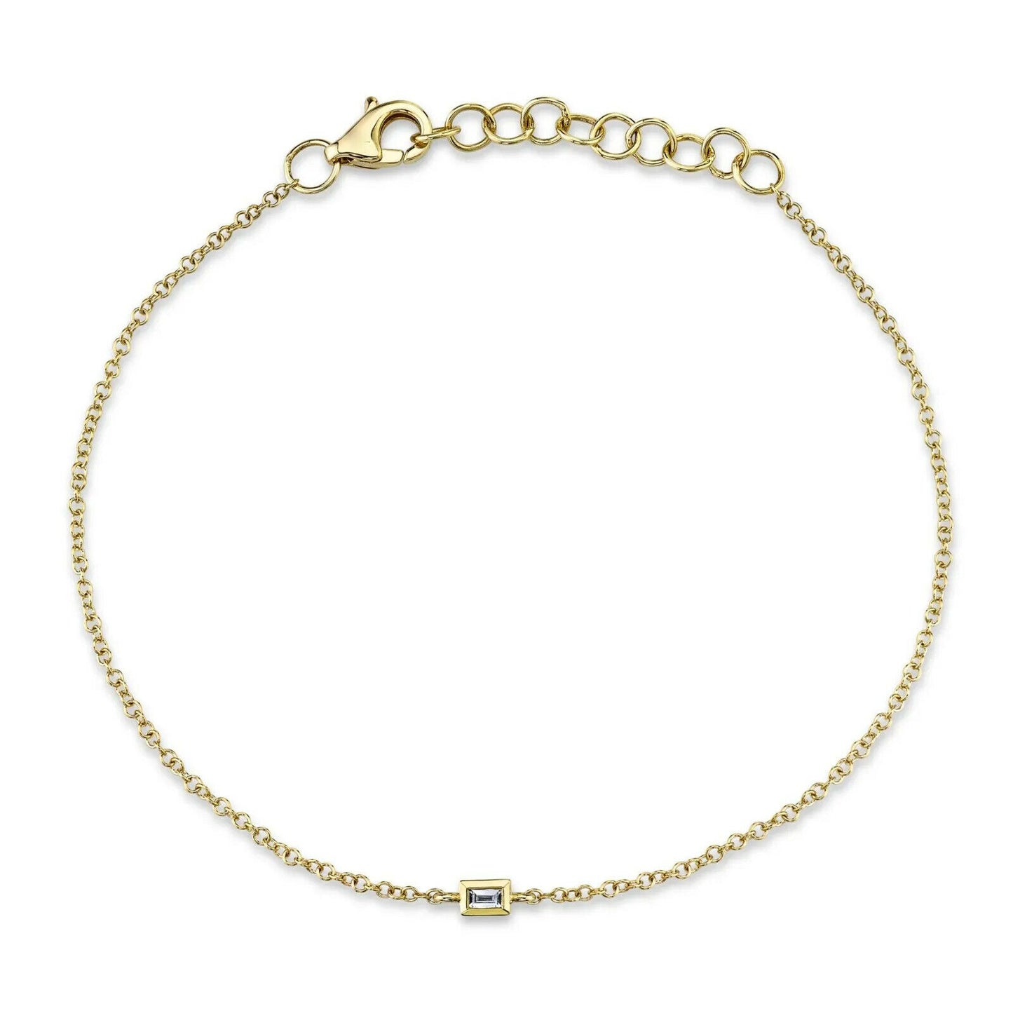 14K Gold 0.03 CT Baguette Cut Diamond Bracelet Bezel Natural Kids Adults