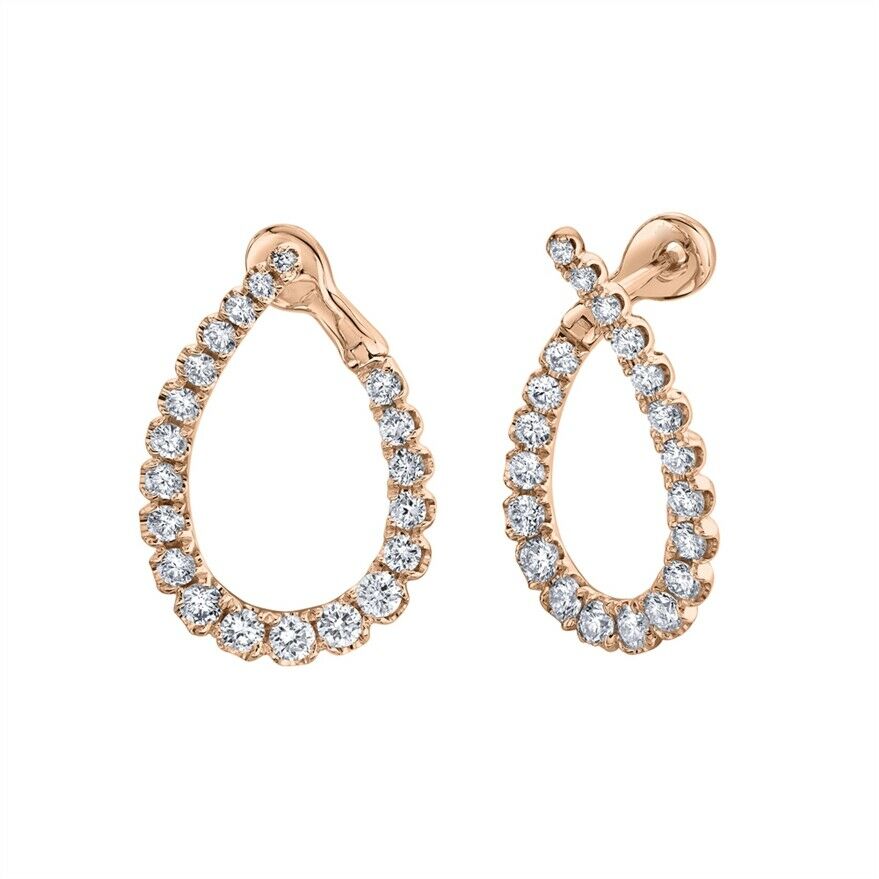 14K Gold 1.31 TCW Teardrop Diamond Earrings Pear Shape Round Cut Natural