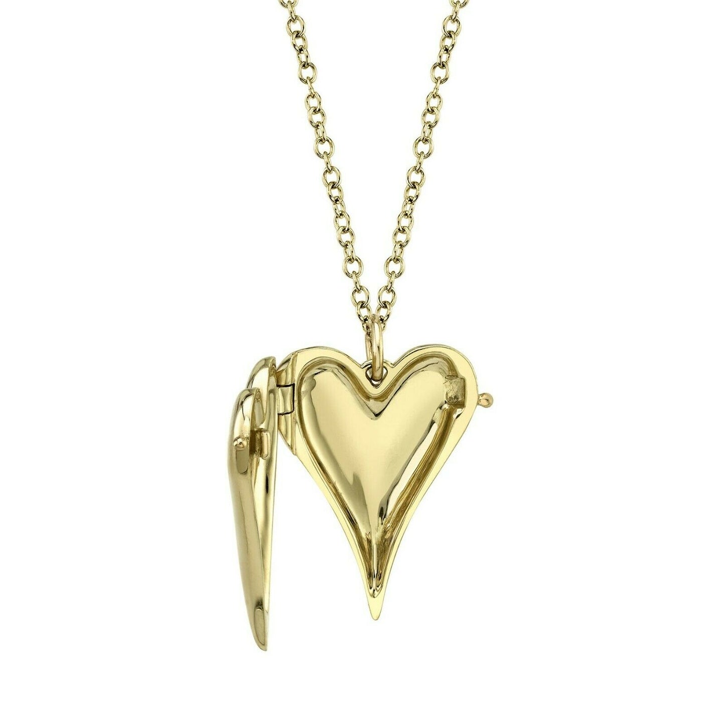 14K Yellow Gold Diamond Heart Locket Necklace Natural 0.13CT