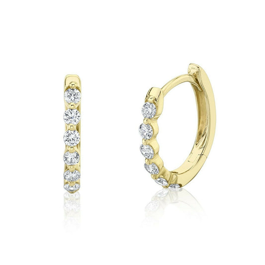 14K Gold 0.26CT Diamond Oval Huggie Earrings Bezel Set Round Cut Natural