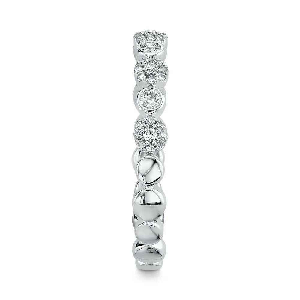14K Gold 0.22 CT Bezel Cluster Alternating Diamond Ring Band Womens Natural Cut