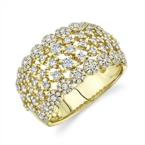 14K Gold 1.14 CT Women's Diamond Cocktail Ring Wide Round Cut Statement Right Hand