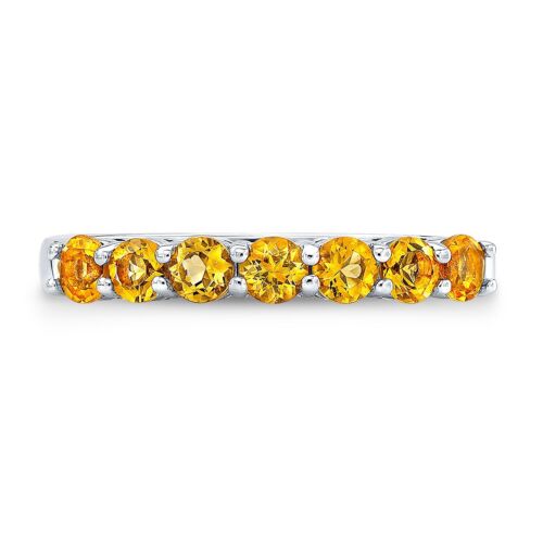 14K White Gold 0.70 CT Citrine 7-Stone Band Ring