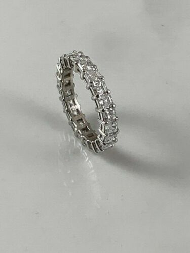 18K Gold 2.87 CT Ascher Cut Diamond Eternity Ring Engagement Certified Natural