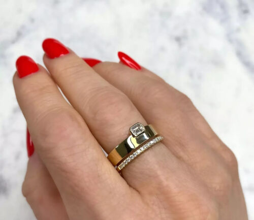 14K Gold Emerald-Cut Diamond Wedding Band Ring