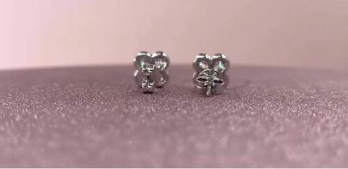 14K Gold 0.60 TCW Diamond Clover Flower Stud Earrings Pear Cut Natural