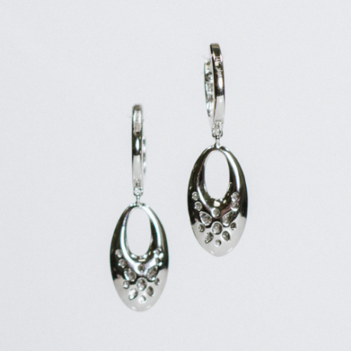 14k Gold 0.42 CT Diamond Oval Pave Drop Dangle Huggie Earrings Natural