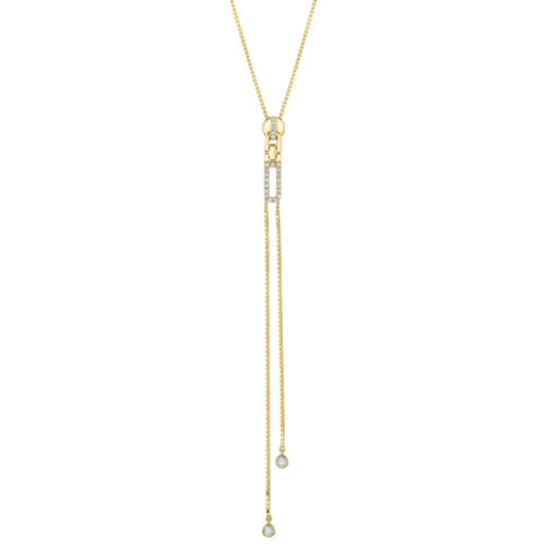 14K Gold Diamond Zipper Bolo Necklace