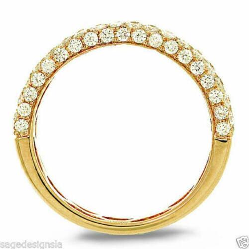 14K Gold 1.30 CT Diamond Ring Pave Band Womens Round Cut Natural Wedding