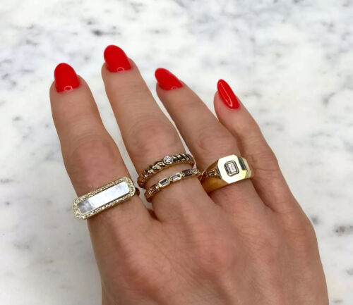 14K Gold Diamond Signet Women's Ring
