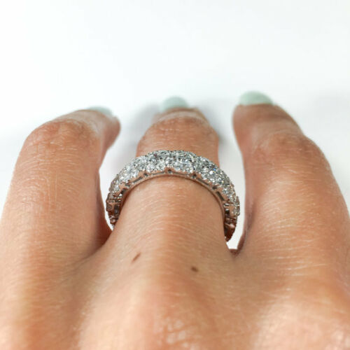 18K White Gold 2.47 CT Round Diamond Halo Eternity Ring Anniversary Band Engagement
